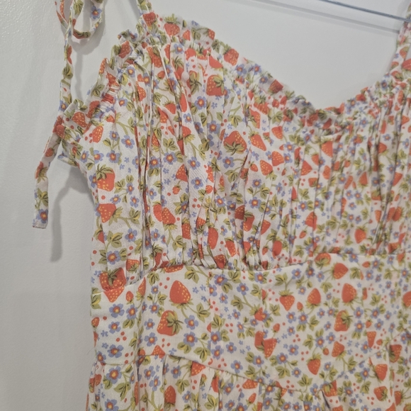 AERIE Cottage Tie Strap Strawberry Summer Dress 🍓 - Picture 3 of 7